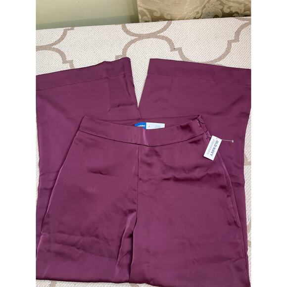 Old navy high rise full length wide leg cherry bark satin pants, size 6 - Picture 3 of 16
